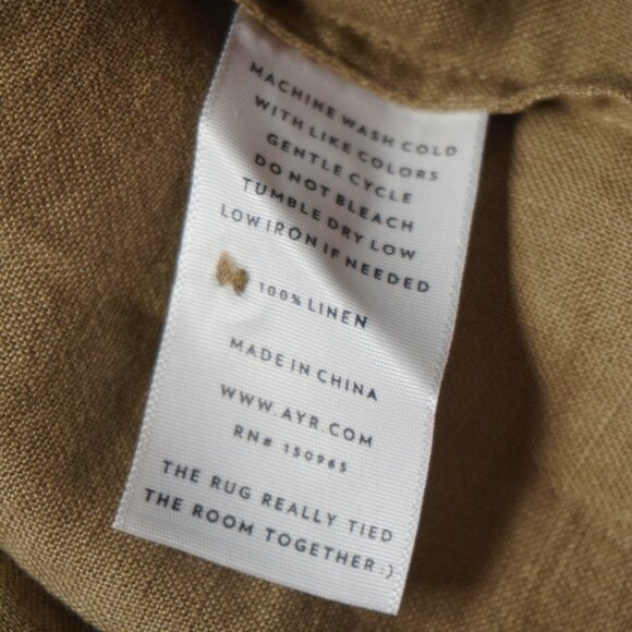 Ayr Irish Linen "The Bloom" Button Down Mandarin Collar Blouse - Size XS - Picture 6 of 12